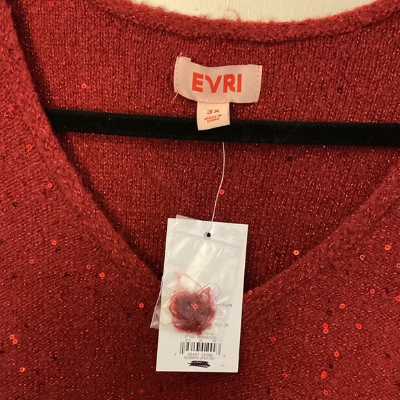 Ebri size 3X red sequin sweater - Picture 2 of 5